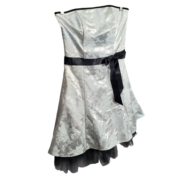 Jessica McClintock Dresses & Skirts - Jessica McClintock Gunne Sax 7 8 Dress Strapless Floral Metallic Brocade Tulle